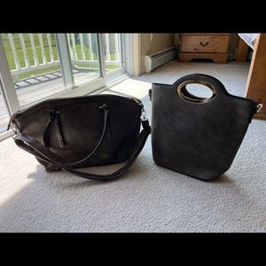 Gray Leather Bag Set